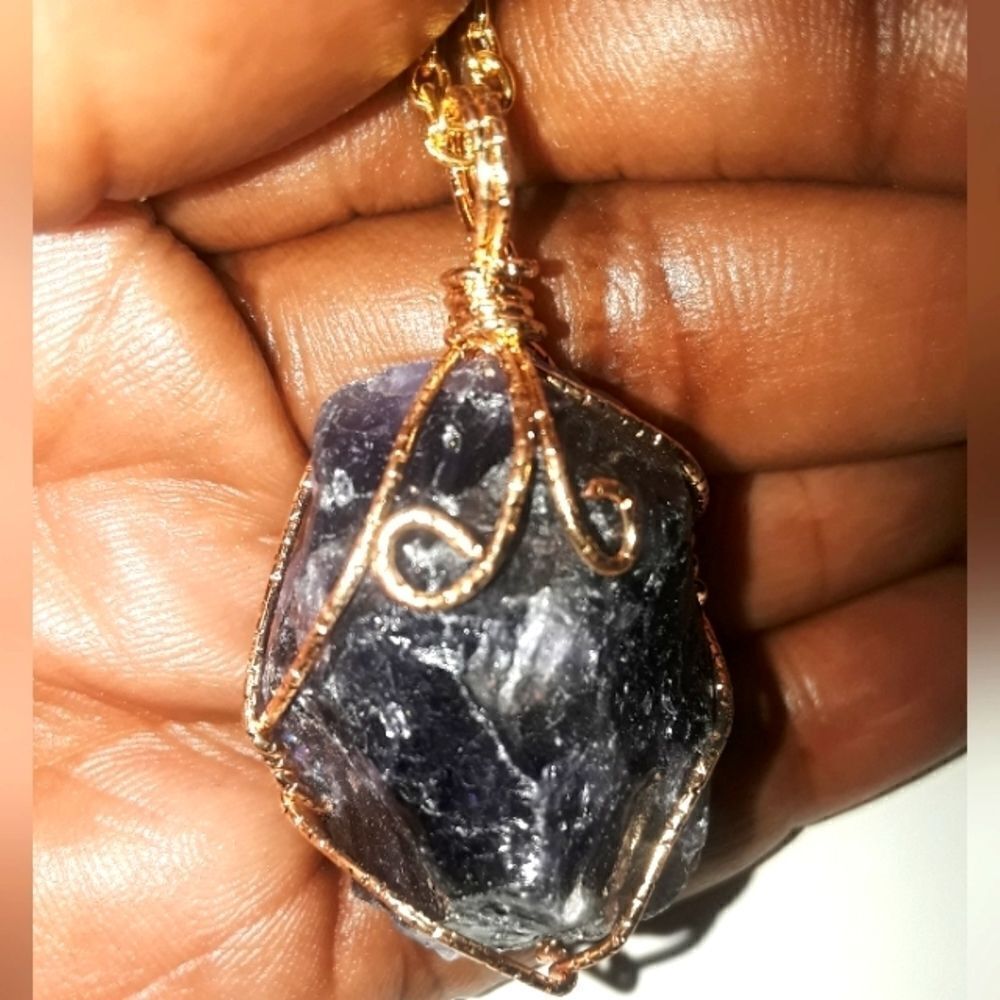 Hand crafted amethyst protective crystal pendant necklace